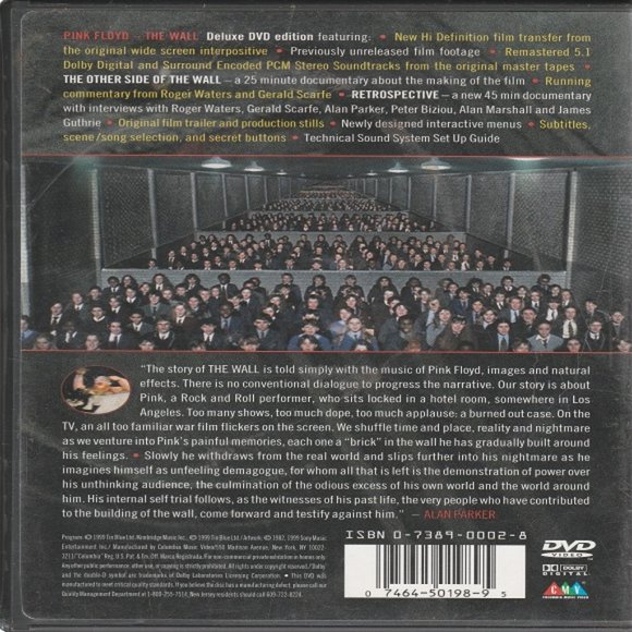 Pink Floyd - The Wall - Classic 1982 Movie - Released On DVD 1999 - Picture 2 of 2